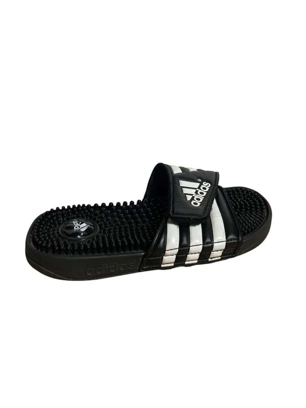 Adidas Adissage Massage Sandals Black & White Unisex Size 3
